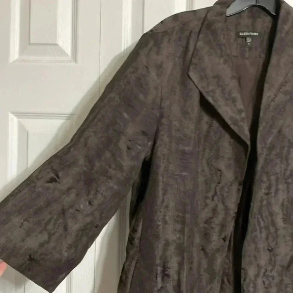 Eileen Fisher brown ramie cotton silk lined blazer jacket size SMALL - Picture 5 of 12